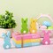 7Pcs Easter Wooden Tiered Tray Decor Pastel Happy Easter Bunny Faux Stacked Books Rabbit Table Centerpiece Block Signs for Spring Party Farmhouse Home Kitchen